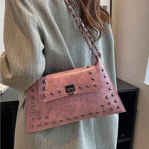 Studded Pink Shoulder Bag